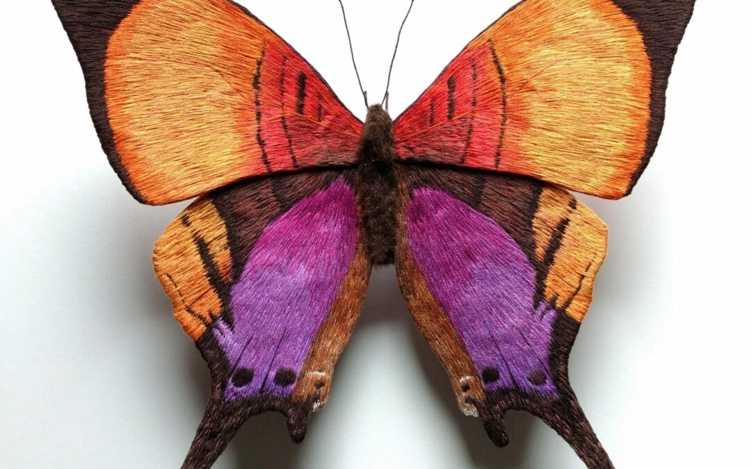 Yumi Okita’s Butterflies and Botanicals Metamorphose from Colorful Thread